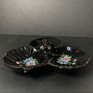 Ceramic Divided Dish Hand Painted Floral Design